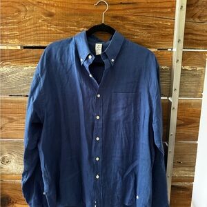 Men's Casual Button-Down Shirt - Navy Blue